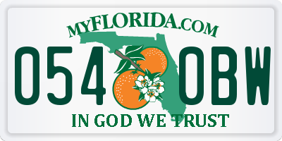 FL license plate 0540BW
