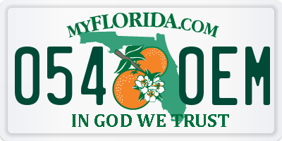 FL license plate 0540EM