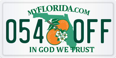 FL license plate 0540FF