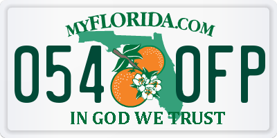 FL license plate 0540FP