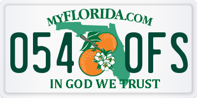 FL license plate 0540FS