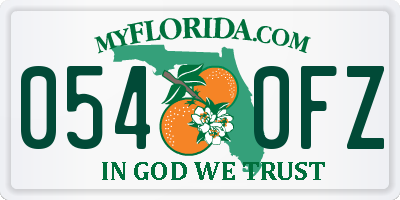 FL license plate 0540FZ