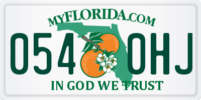 FL license plate 0540HJ