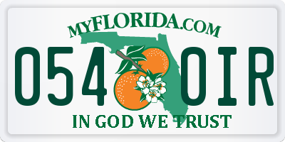 FL license plate 0540IR