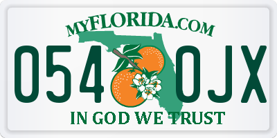 FL license plate 0540JX
