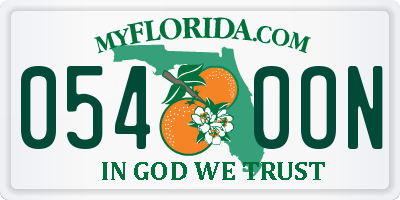 FL license plate 0540ON