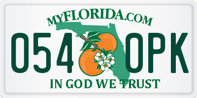 FL license plate 0540PK