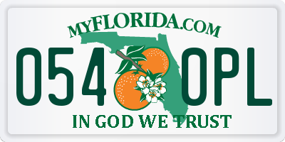FL license plate 0540PL