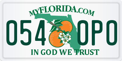 FL license plate 0540PO
