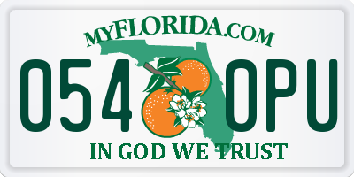 FL license plate 0540PU