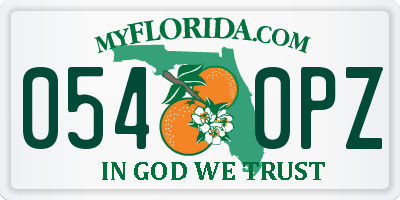 FL license plate 0540PZ