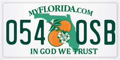 FL license plate 0540SB