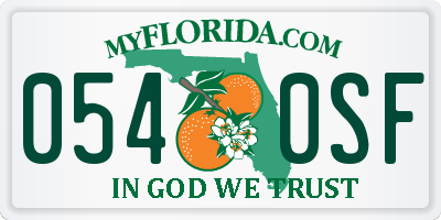 FL license plate 0540SF