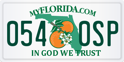 FL license plate 0540SP