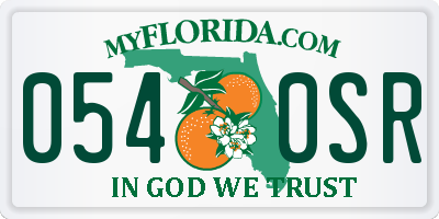 FL license plate 0540SR