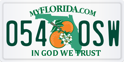 FL license plate 0540SW