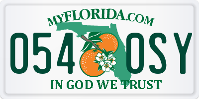 FL license plate 0540SY