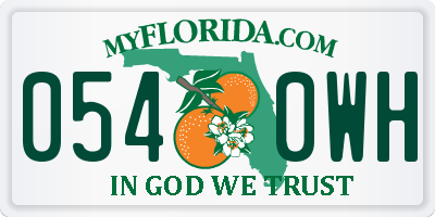 FL license plate 0540WH