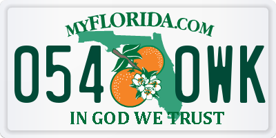 FL license plate 0540WK