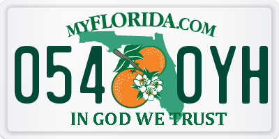 FL license plate 0540YH
