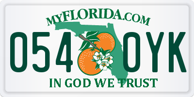 FL license plate 0540YK