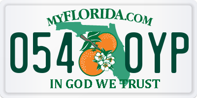 FL license plate 0540YP