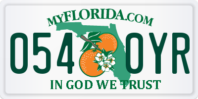 FL license plate 0540YR