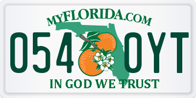 FL license plate 0540YT