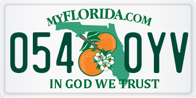 FL license plate 0540YV