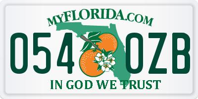 FL license plate 0540ZB