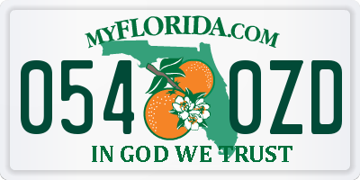 FL license plate 0540ZD