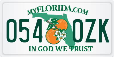 FL license plate 0540ZK