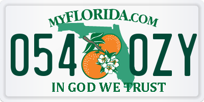 FL license plate 0540ZY