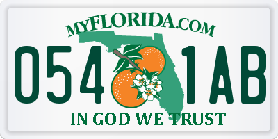 FL license plate 0541AB