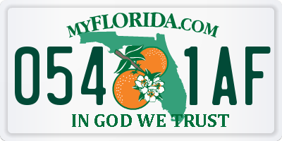 FL license plate 0541AF