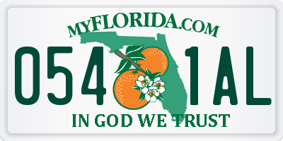 FL license plate 0541AL