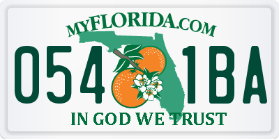 FL license plate 0541BA
