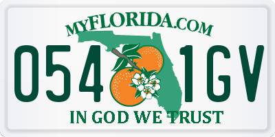 FL license plate 0541GV