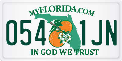 FL license plate 0541JN