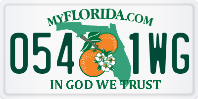 FL license plate 0541WG