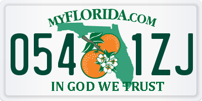 FL license plate 0541ZJ
