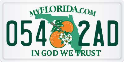 FL license plate 0542AD