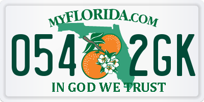 FL license plate 0542GK