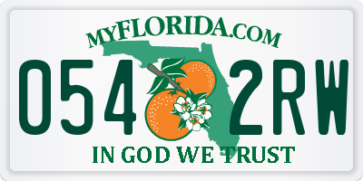 FL license plate 0542RW