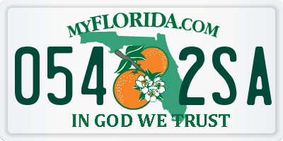FL license plate 0542SA