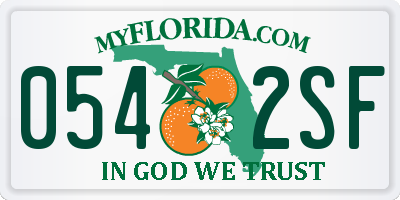 FL license plate 0542SF