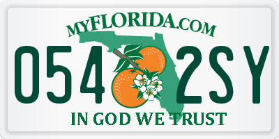 FL license plate 0542SY
