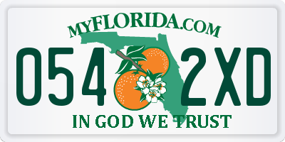 FL license plate 0542XD