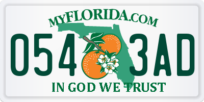 FL license plate 0543AD