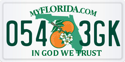 FL license plate 0543GK